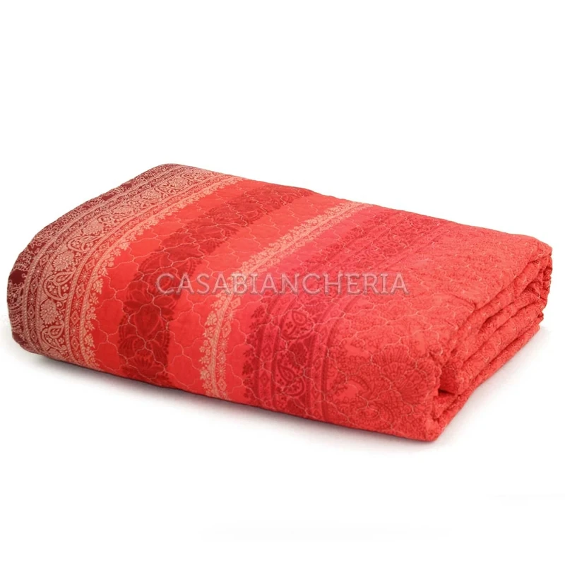 Bassetti MONREALE 9322001 Bedspread 100% Cotton Red R1 Dimensions 265 x 255 cm