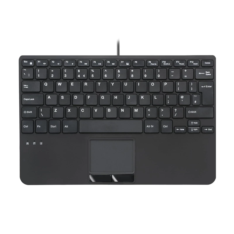 perixx PERIBOARD-525 UK Wired Mini USB Keyboard with Touchpad, X Type Scissor Keys, 2 USB Hubs, UK QWERTY Layout, Compact Design, Black