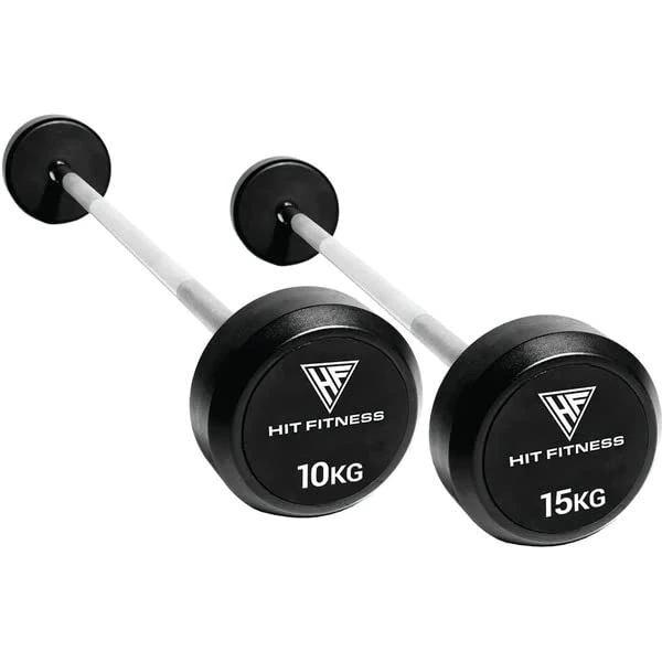 Hit Fitness Unisex Adult Round Rubber End Barbell 20 kg, Black & Chrome, 106.6 x 18 x 18 cm - Image 1