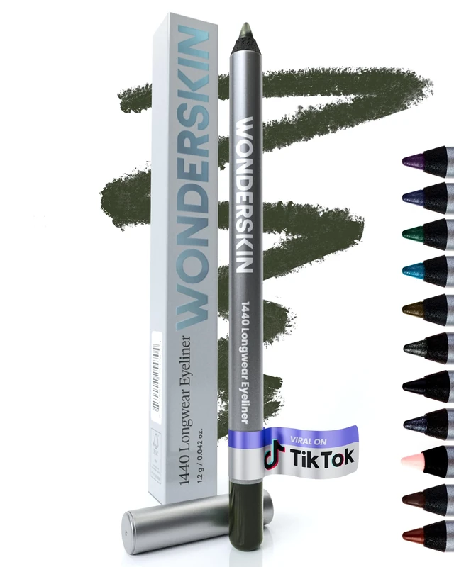 Wonderskin Eyeliner Pencil, 1440 Longwear Black Eyeliner Pencil - Waterproof, Sharpenable & Smudge Proof