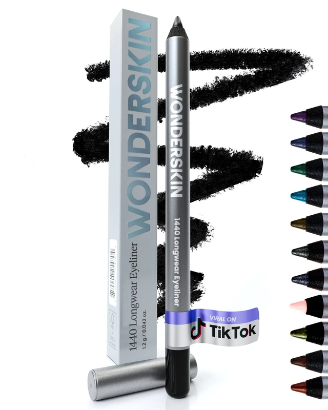 Wonderskin Eyeliner Pencil, 1440 Longwear Black Eyeliner Pencil - Waterproof, Sharpenable & Smudge Proof