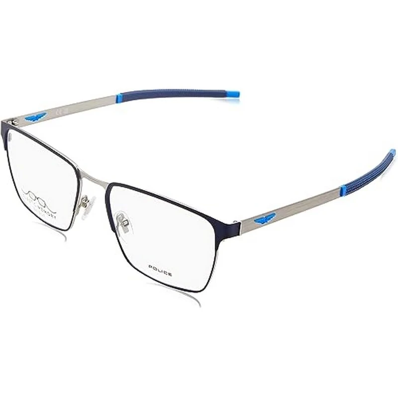 Police VPLG79 Glasses, Matt Satin Palladium w/Coloured Parts, 56 for Men, Matt Satin Palladium W/Coloured Parts
