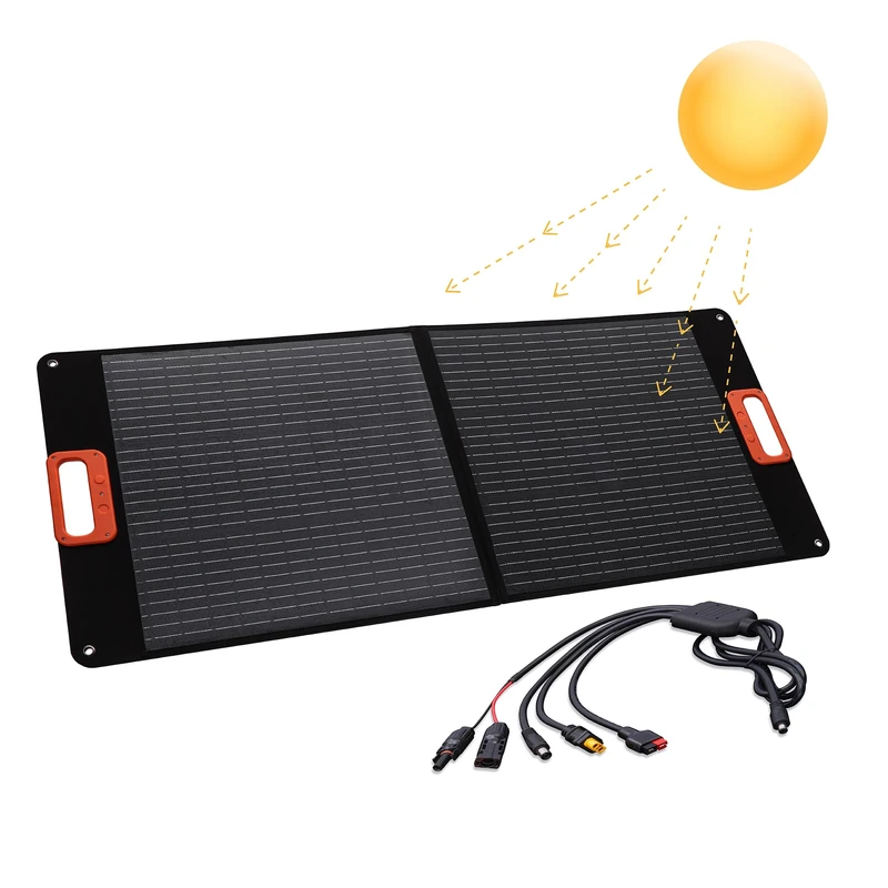 Technaxx 100W Foldable Solar Panel TX-206, Portable Monocrystalline Solar Charger for All Common Power Stations with USB-A/USB-C/XT60/DC7909/MC4/Anderson Outputs – Used for Outdoor, Camping, etc.
