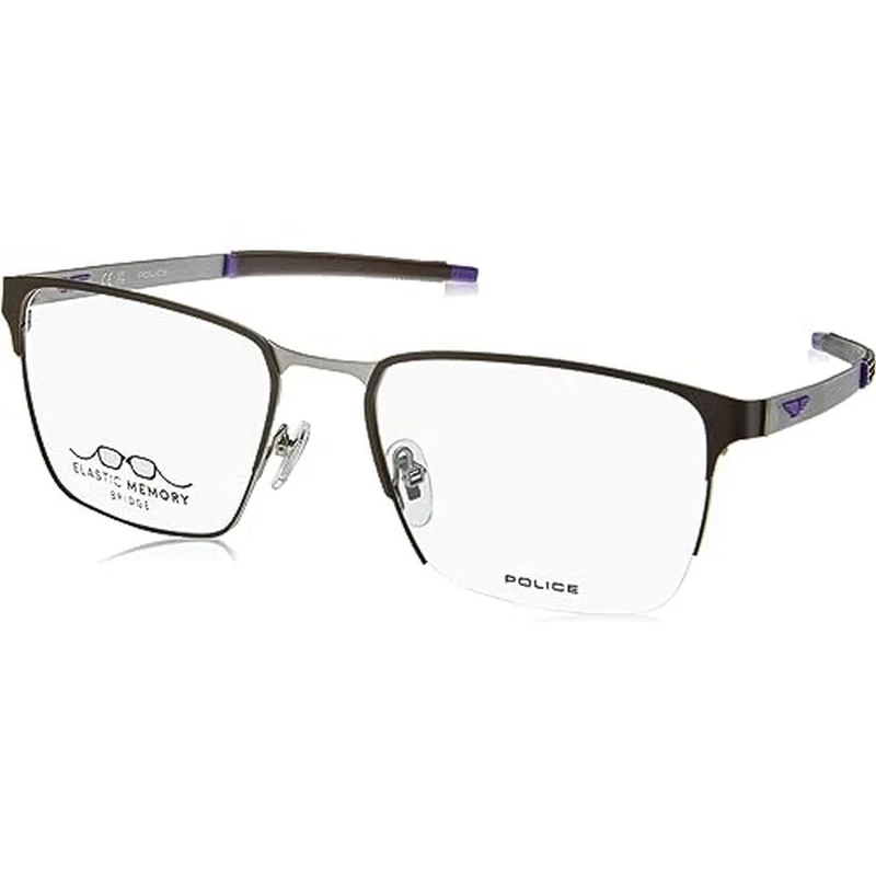 Police VPLG79 Glasses, Matt Satin Palladium w/Coloured Parts, 56 for Men, Matt Satin Palladium W/Coloured Parts