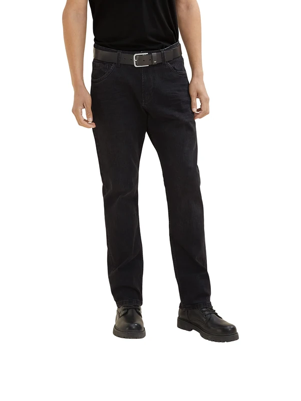 TOM TAILOR Men's 1034643 Marvin Straight Jeans, 10240-Black Denim, 30 W/30 L