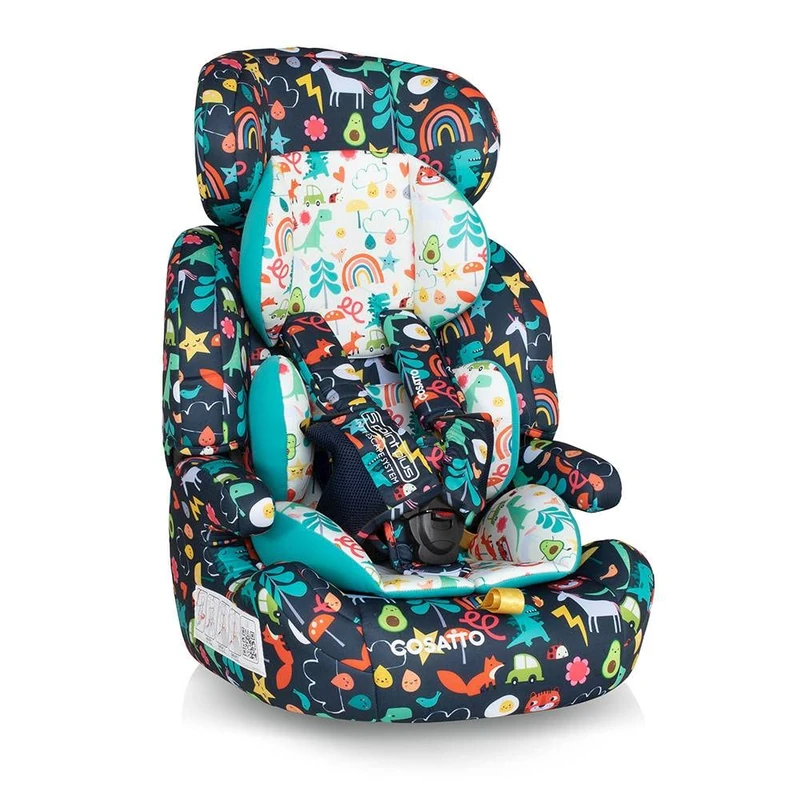 Cosatto Zoomi Toddler Car Seat & Booster Seat | 9 Months-12 Years | 5 Point Anti-Escape Harness, Adjustable Headrest, Removable Washable Covers - Forward Facing for Group 123 (Cosatto Carnival)