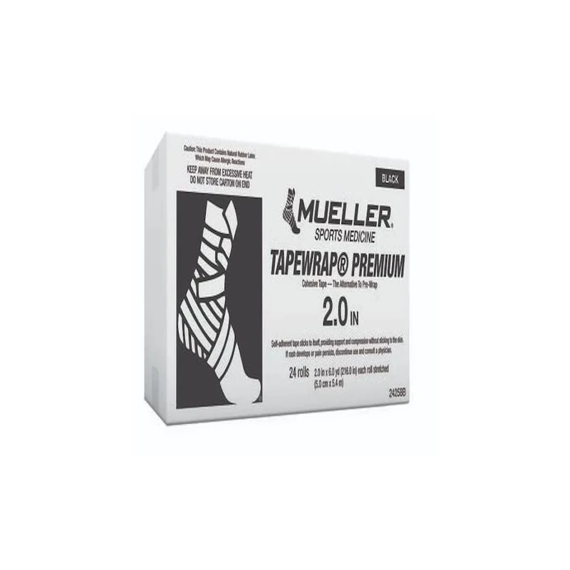 Mueller TapeWrap Premium Black - 5cm x 5.4m Pack of 24 Rolls