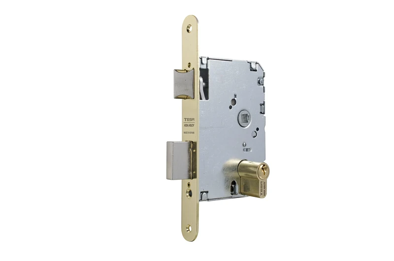 Tesa Assa Abloy 20105PRHL 2010P Series Push Lock for Wooden Doors, Brass Finish, Entrada 50mm