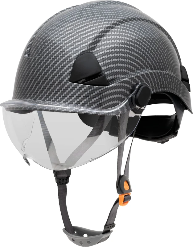 Honeywell Fibre Metal Safety Helmet with Visor, Hard Hat for Construction, Non-Vented, 4-point buckle chinstrap, 6-point ratchet suspension, Resistant to extreme temperatures, Hydrographic, FSH10080