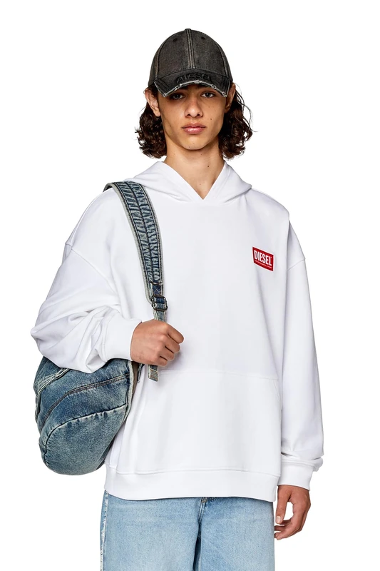 Diesel_S-NLABEL-HOOD-L1 FEL_SHIRT_White_3XL - Image 1
