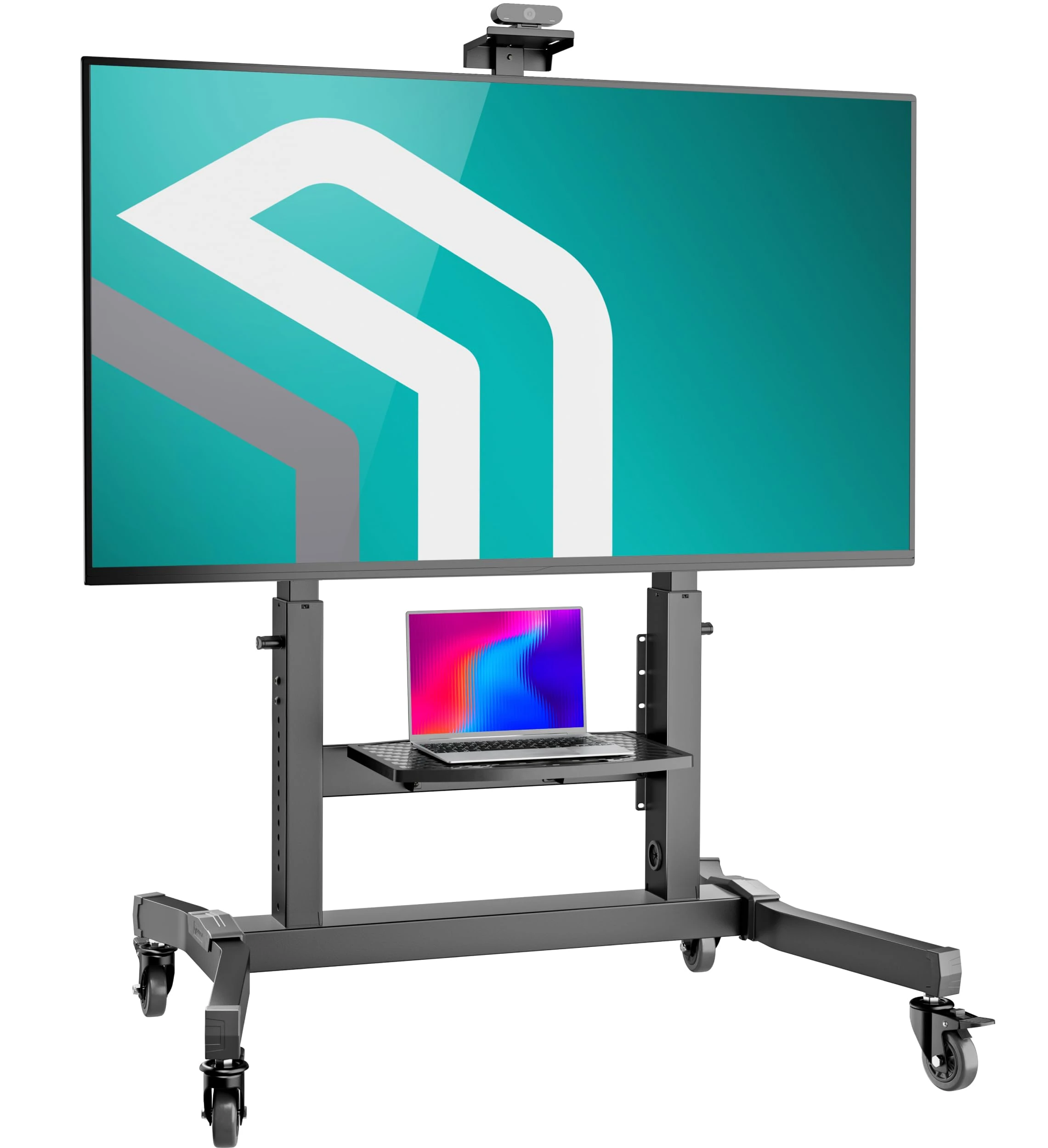 ONKRON Mobile TV Stand on Wheels for 50-100 Inch Screen, Professional Heavy Duty TV Floor Stand up to 120 kg - TV Trolley VESA 200x200-1000x600/Height Adjustable TV Stand with Shelf TS1991-B Black