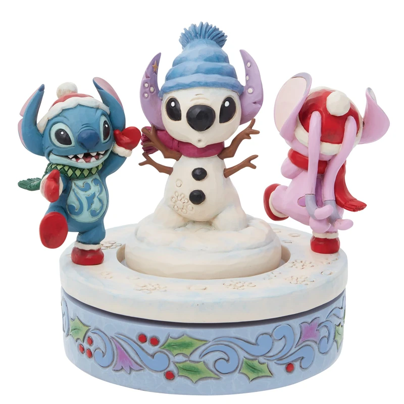 ENESCO Corporation - Disney Stitch & Angel WSnowman Rotator 6In Figure