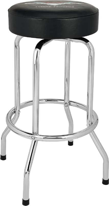 Fender Custom Shop Chevron Logo Barstool, 30 Inch, Foam Padded, Black and Chrome, Gift for Guitar Fans