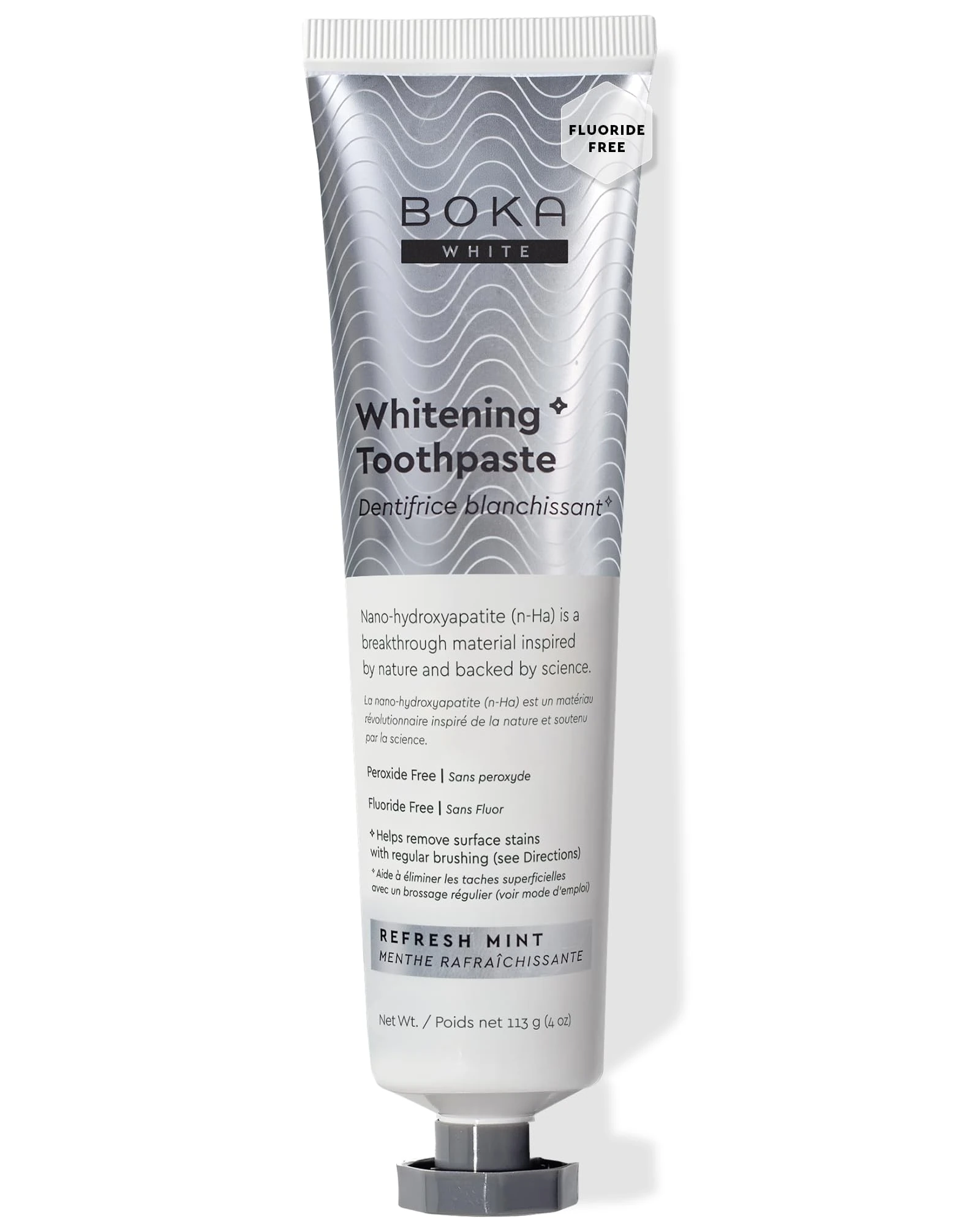 Boka Fluoride Free Nano Hydroxyapatite Toothpaste - Adult & Kids - Appropriate for Sensitive Teeth, Whitening* - No Sulfates & Parabens - Natural Flavors & Vegan - Refresh Mint (113g) 1pk