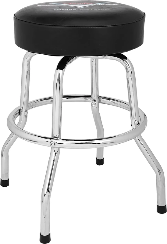 Fender Barstool, Perfect for Guitar Players and Fans, Custom Shop Chevron Logo Barstool, Foam Padded, 24", Black and Chrome