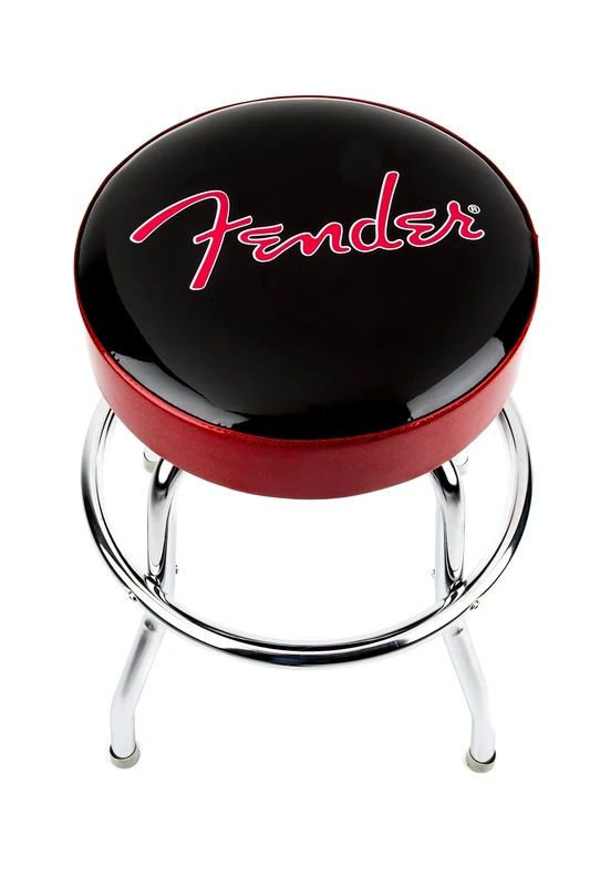 Fender Red Sparkle Logo Barstool, 24 Inch, Foam Padded, Black and Red Sparkle, Gift for Guitar Fans