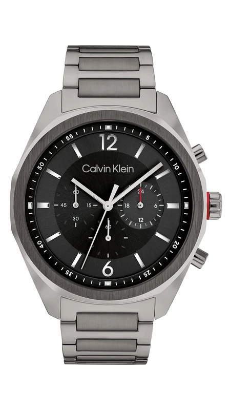 Calvin Klein Chronograph Quartz Watch for Men CK Force Collection with Grey Stainless Steel Bracelet - 25200267
