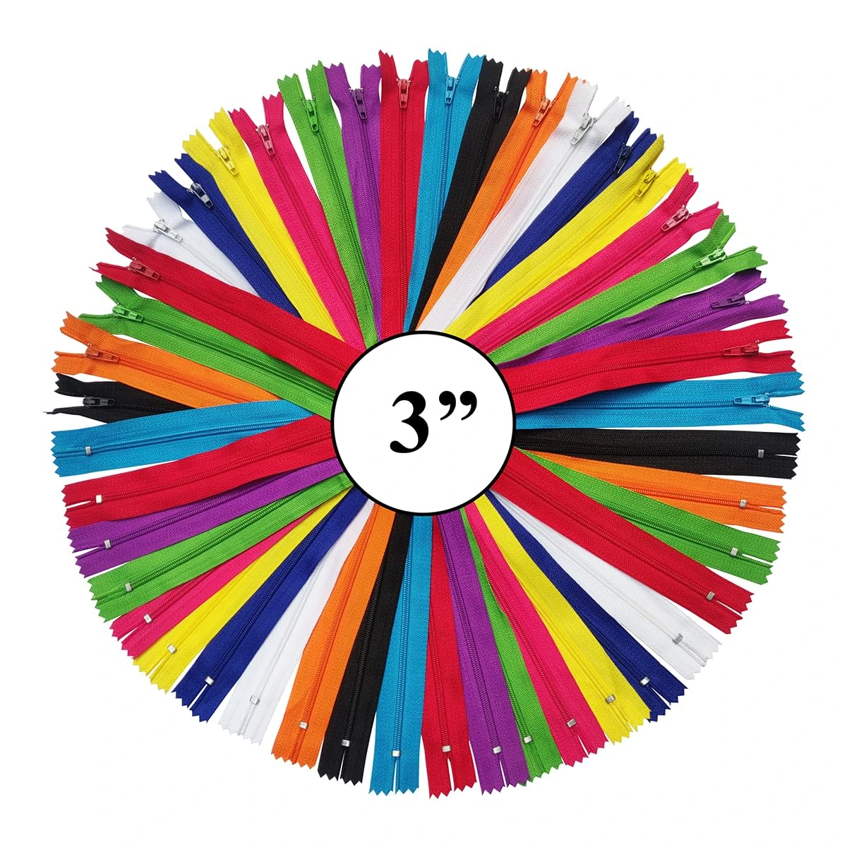 KGS Nylon Zipper for Sewing Crafts | 10 Assorted Colours | Size: 3 Inch / 7.6 cm | 10 Zippers/Pack | Multicolor Zippers for Sewing Supplies and Replacement in Bags, Pouches, Skirts, Dresses