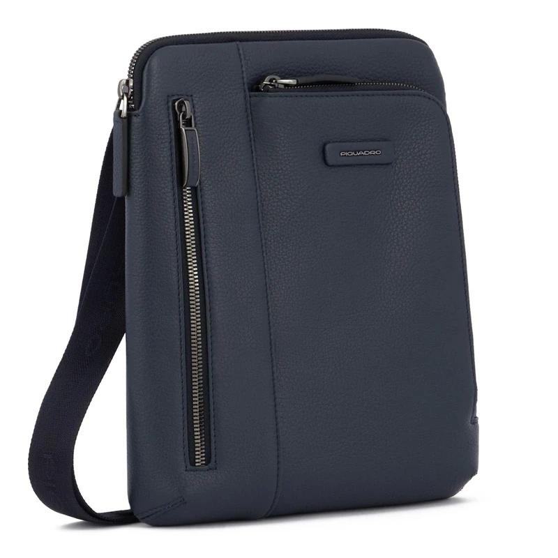 PIQUADRO Modus Men's Large Leather iPad Bag, Blue, blue, Taglia Unica