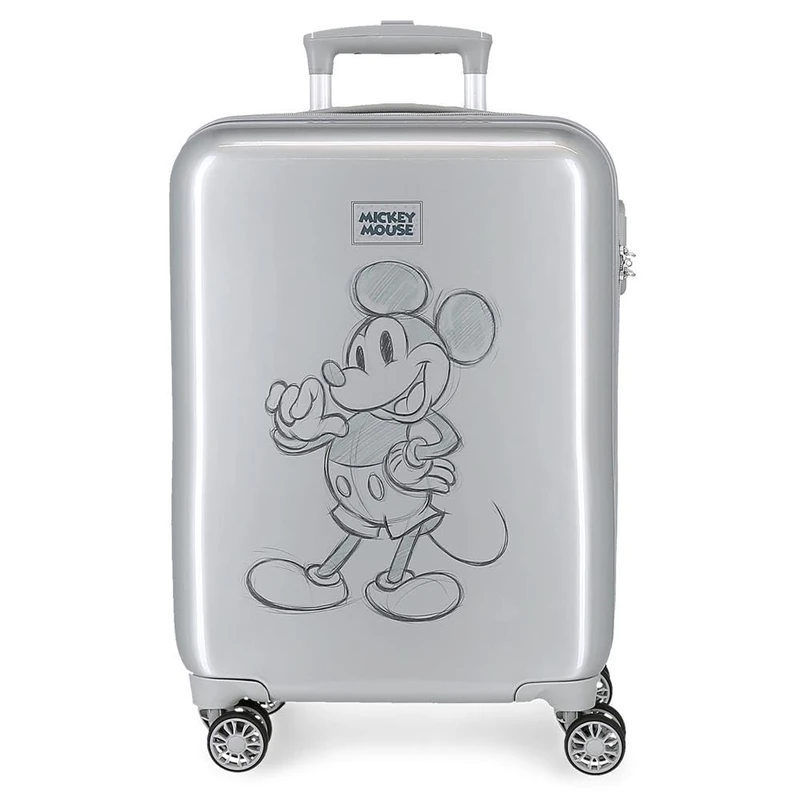 Disney Mickey 100 Cabin Suitcase Gray 37x55x20 cm Rigid ABS Side combination lock 34L 2 kgs 4 Double wheels Hand Luggage