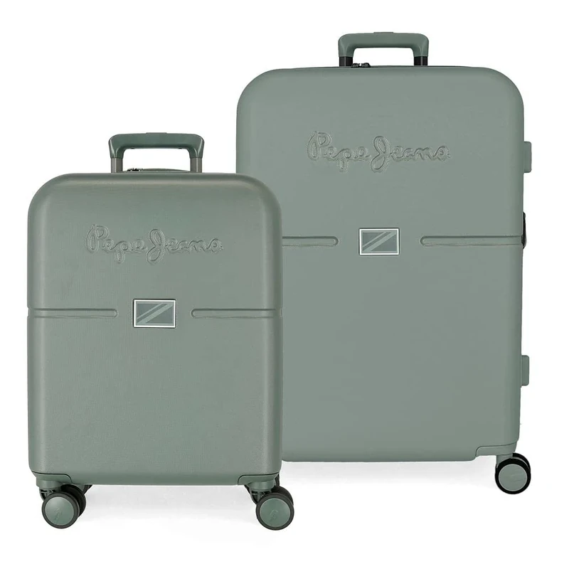 Pepe Jeans Accent Green Suitcase Set 55/70 cm Rigid ABS Integrated TSA Closure 116L 7.54 kg 4 Double Wheels Hand Luggage