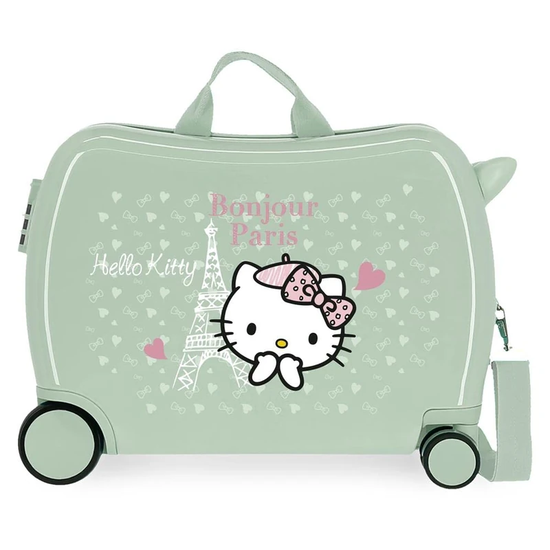 Hello Kitty Paris Green Children's Suitcase 50x39x20 cms Rigid ABS Side combination lock 34L 1.8 kgs 4 Wheels Hand Luggage