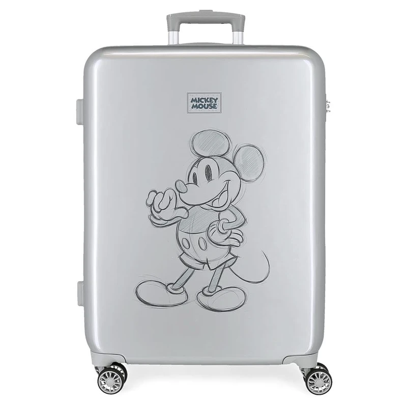 Disney Mickey 100 Medium Suitcase Gray 48x68x26 cms Rigid ABS Side combination lock 70L 3 kgs 4 Double wheels