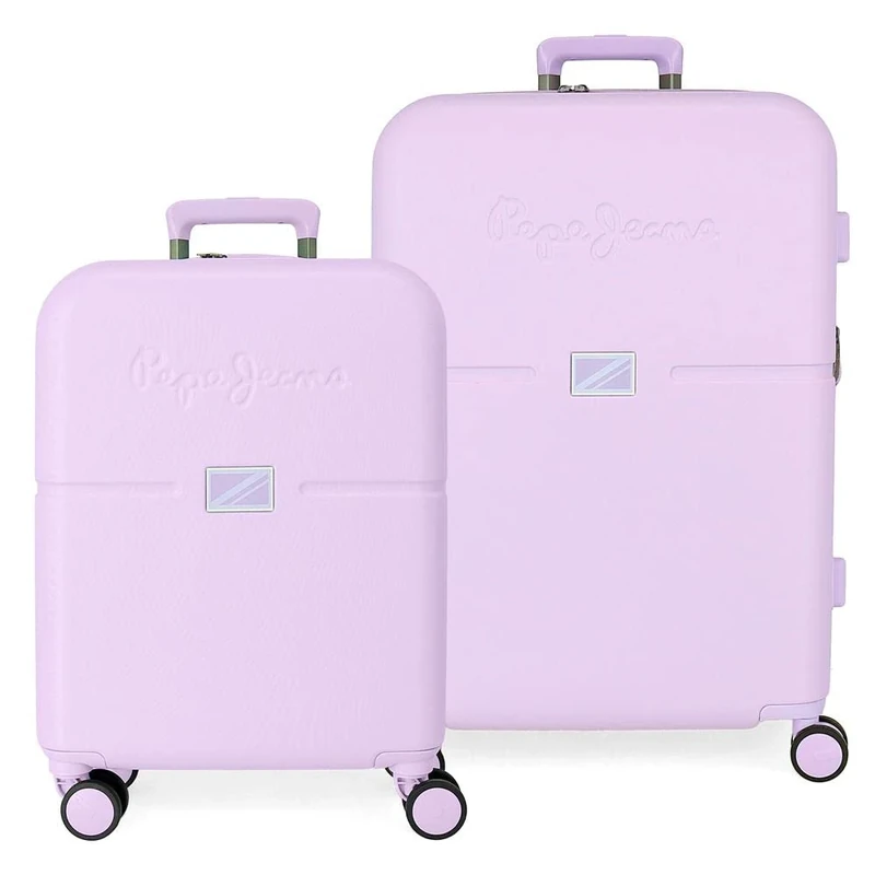 Pepe Jeans Accent Purple Suitcase Set 55/70 cm Rigid ABS Integrated TSA Closure 116L 7.54 kg 4 Double Wheels Hand Luggage