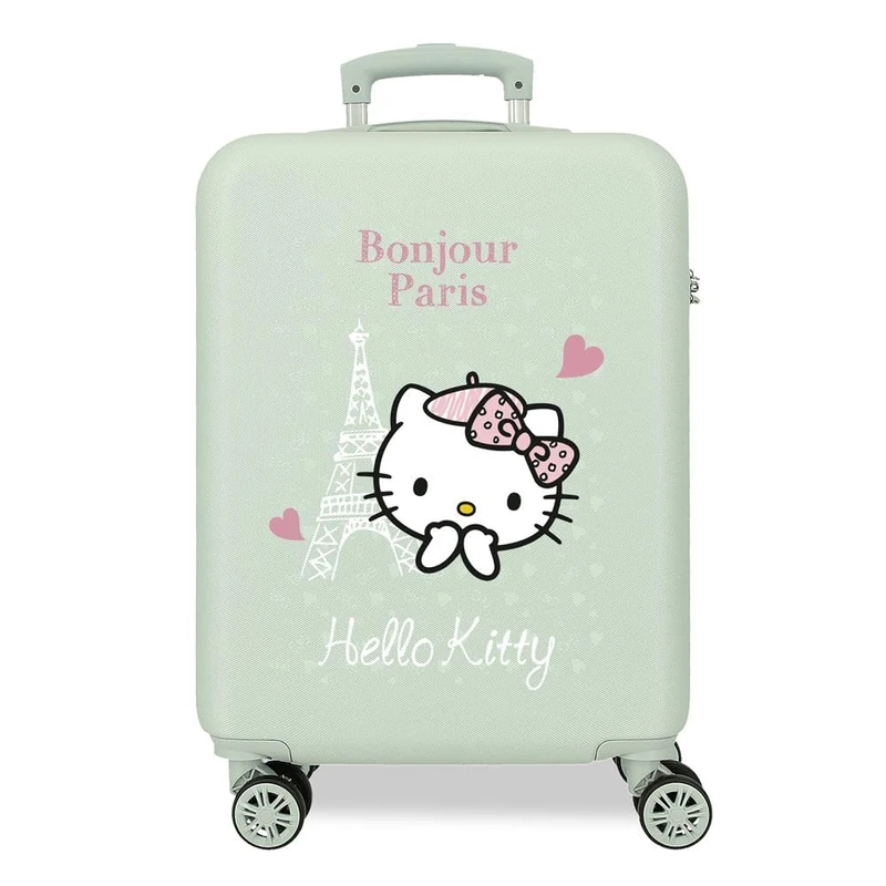 Hello Kitty Paris Cabin Suitcase Green 38x55x20 cms Rigid ABS Side combination lock 34L 2 kgs 4 Double wheels Hand Luggage