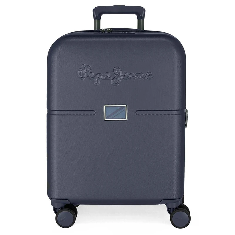 Pepe Jeans Accent Cabin Suitcase Blue 40x55x20 cm Rigid ABS Integrated TSA Closure 37L 2.74 kgs 4 Double Wheels Expandable Hand Luggage