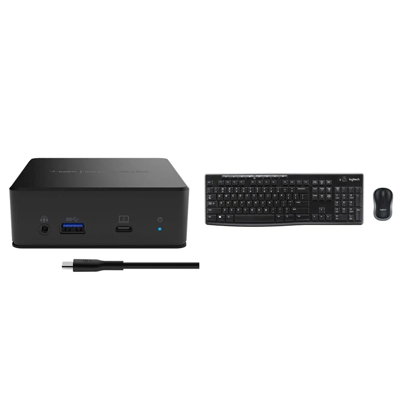 Belkin USB-C Dual Display Docking Station (85W Power Delivery & Logitech MK270 Wireless Keyboard and Mouse Combo for Windows, 2.4 GHz Wireless, Compact Mouse, 8 Multimedia and Shortcut Keys - Image 1