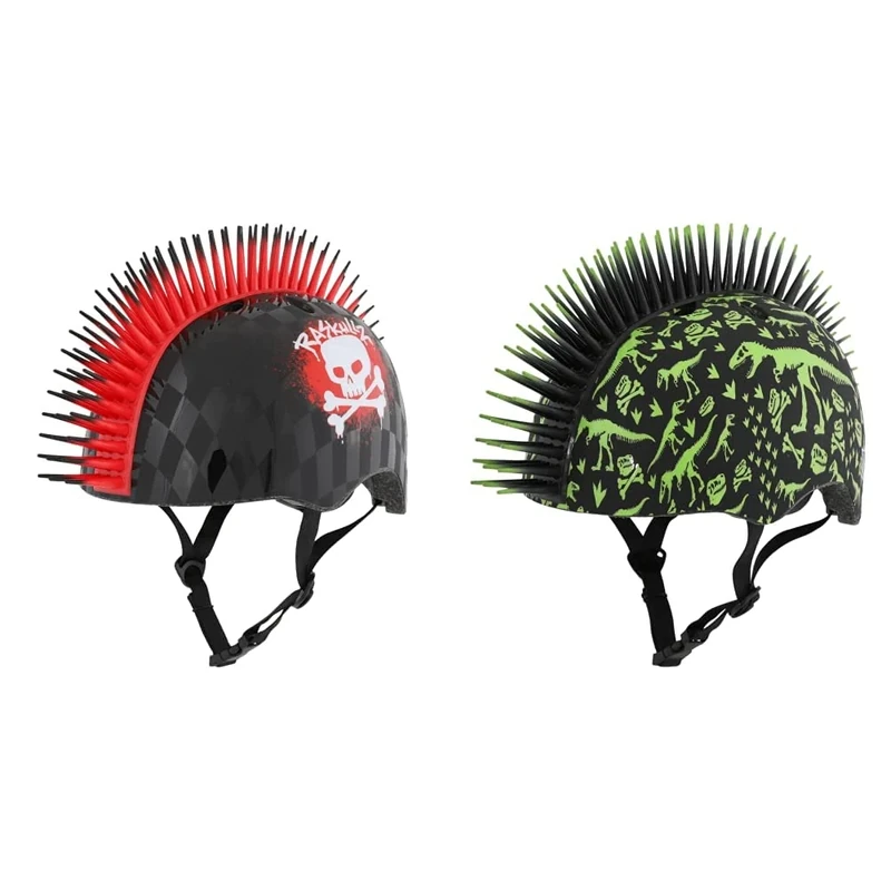 RASKULLZ Child/Kids Helmet (5+ YEARS) - Skull Hawk Red - Unisize 50-54cm & Unisex Youth Raskullz Fit System Toddlers - T-rex Bonez Mohawk Unisize 48-52cm Helmet, T-Rex Bonez Mohawk, UK