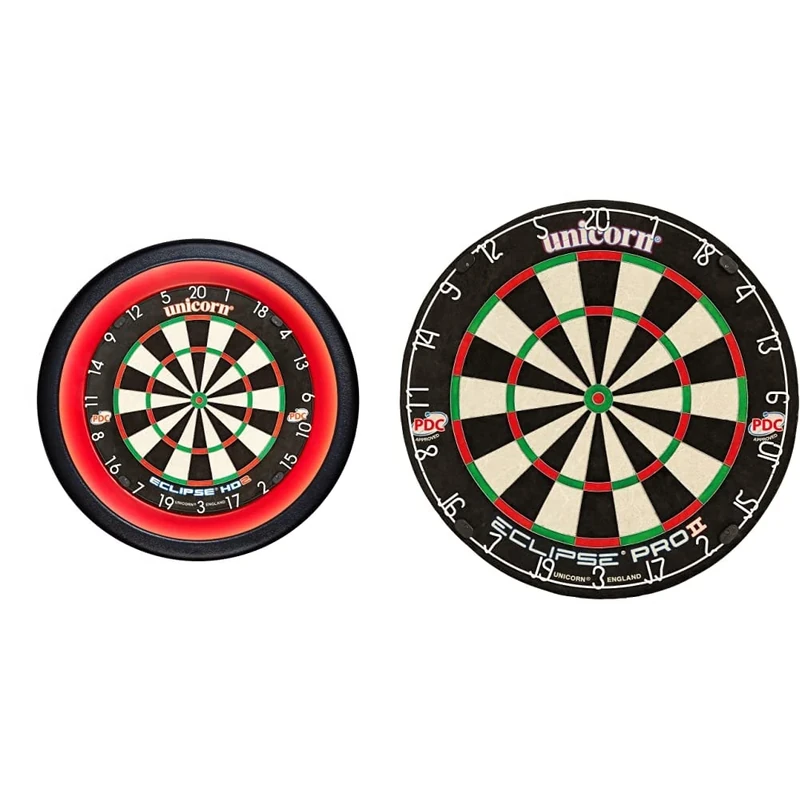 Unicorn Dart's Solar 2 Pro Illuminated Dartboard Surround Lighting System, Black, One Size & Eclipse Pro 2 Bristle Dart Board with Professional Sisal and High Definition Spider,