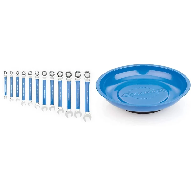 Park Tool MWR-Set Ratcheting Metric Wrench Set,6mm 17mm Tool,Blue/Silver & MB-1 Magnetic Parts Bowl Tool