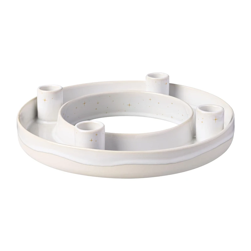 like. by Villeroy & Boch – Winter Glow advent wreath, Christmas decoration in Premium Porcelain, White / Beige