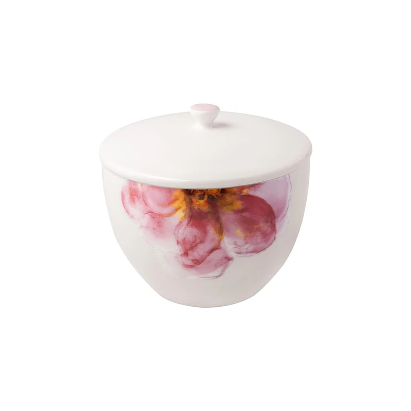 Villeroy & Boch - Rose Garden tea caddy with lid, white porcelain caddy, capacity 700 ml