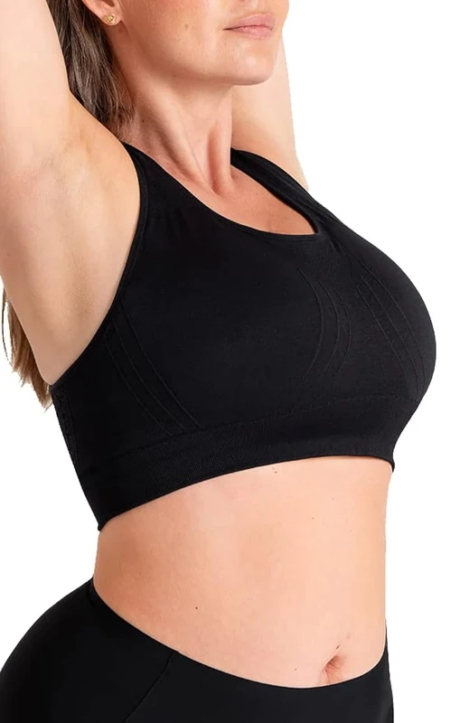SHAPERMINT Sports Bras for Women - Sports Bra - Womens Workout Tops - Wireless Bra, Black, S