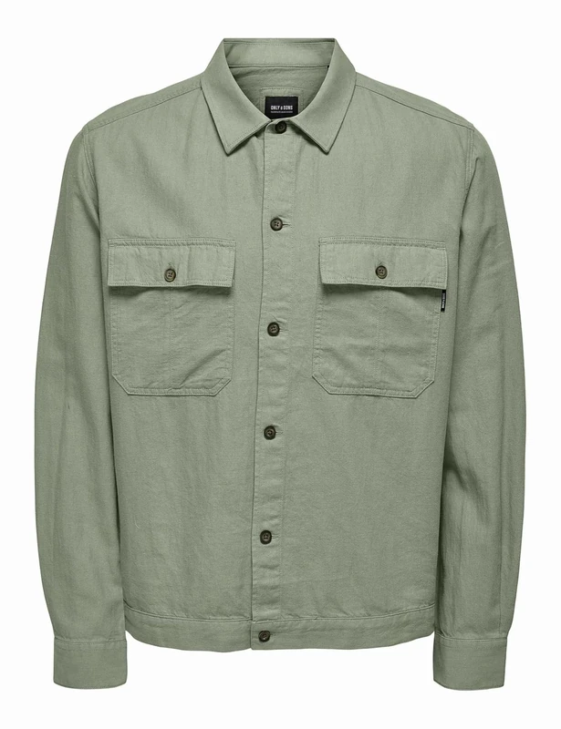 ONLY & SONS Mens Onskennet Ls Linen Overshirt Noos Shirt, Swamp, M UK