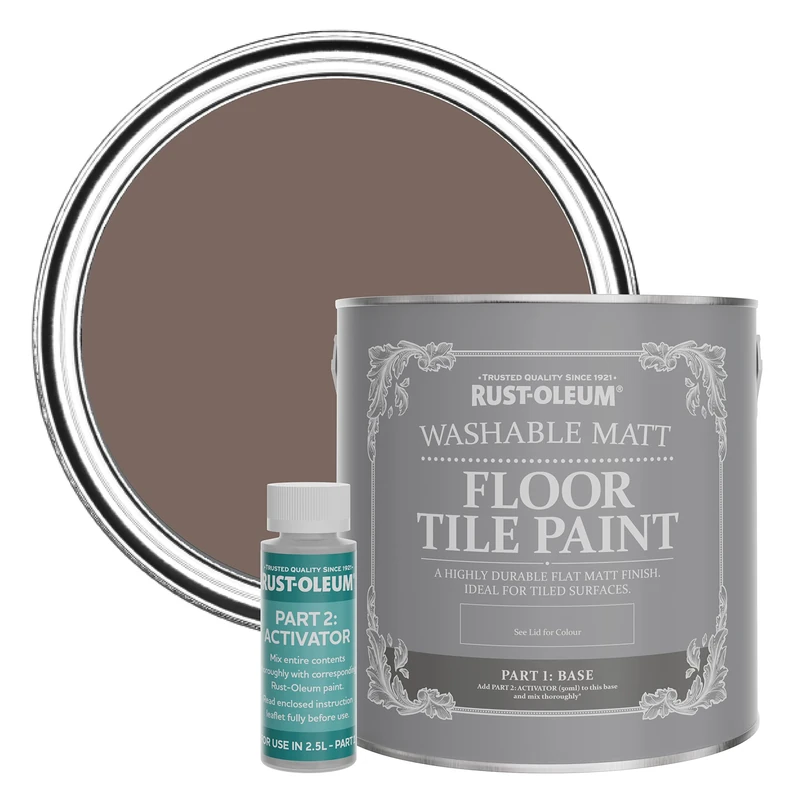 Rust-Oleum Brown Washable Matt Floor Tile Paint - River’s Edge 2.5L