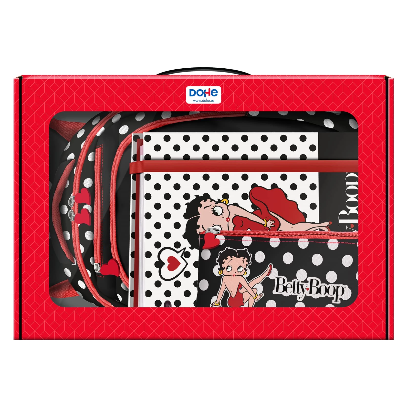 Dohe - Gift Set - Betty Boop - Backpack, Refillable Folder and Triple Pencil Case - Betty Boop