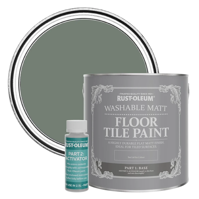 Rust-Oleum Green Washable Matt Floor Tile Paint - Serenity 2.5L