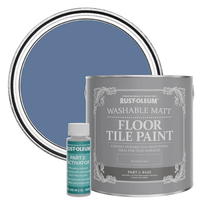 Rust-Oleum Blue Washable Matt Floor Tile Paint - Blue River 2.5L