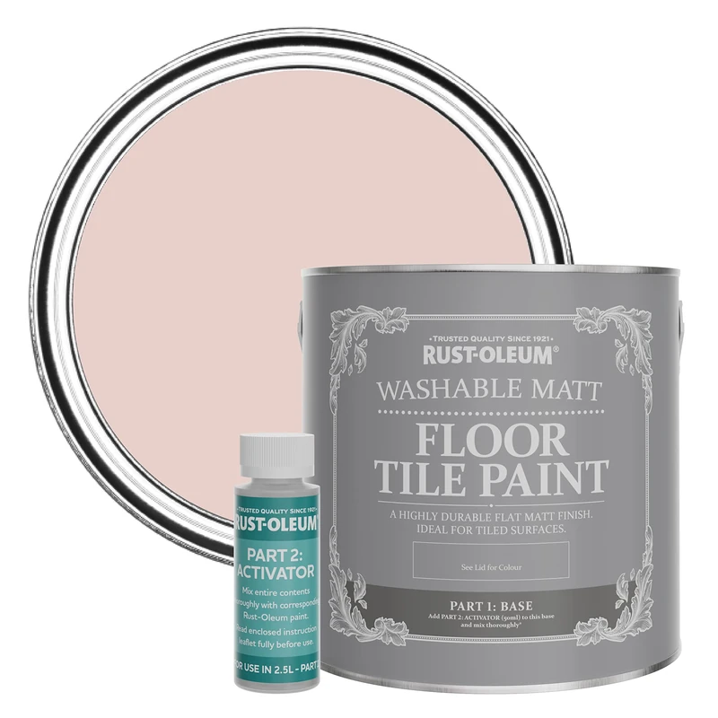Rust-Oleum Pink Washable Matt Floor Tile Paint - Pink Champagne 2.5L