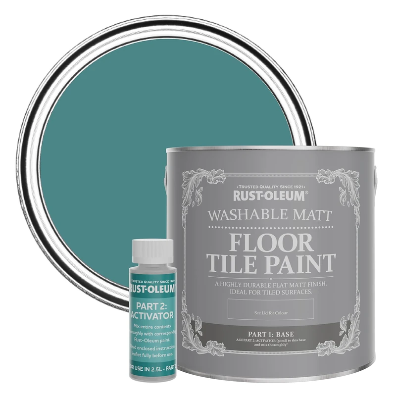 Rust-Oleum Green Washable Matt Floor Tile Paint - Peacock Suit 2.5L