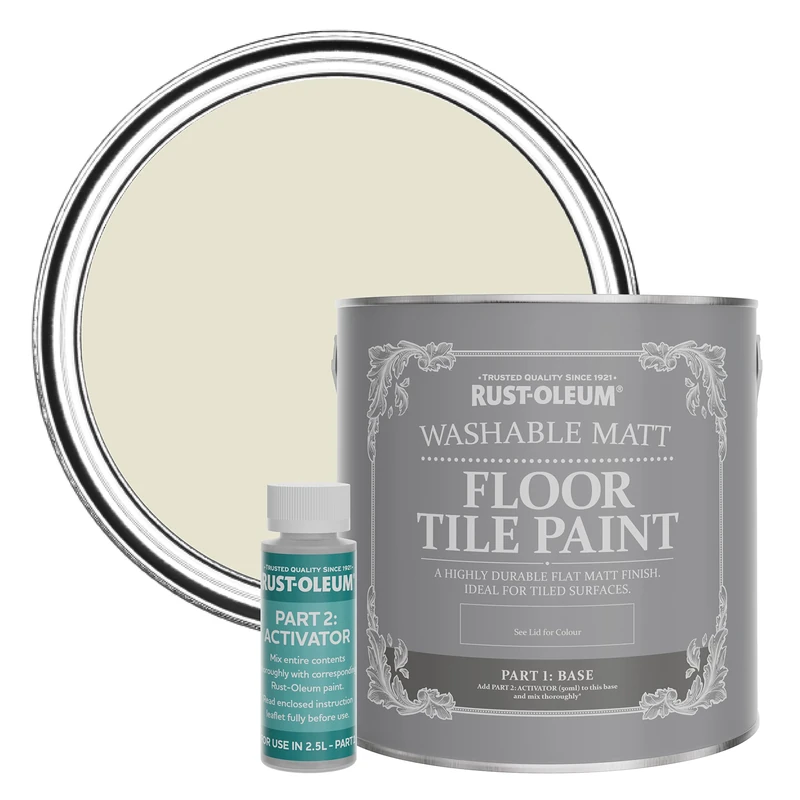 Rust-Oleum Beige Washable Matt Floor Tile Paint - Oyster 2.5L