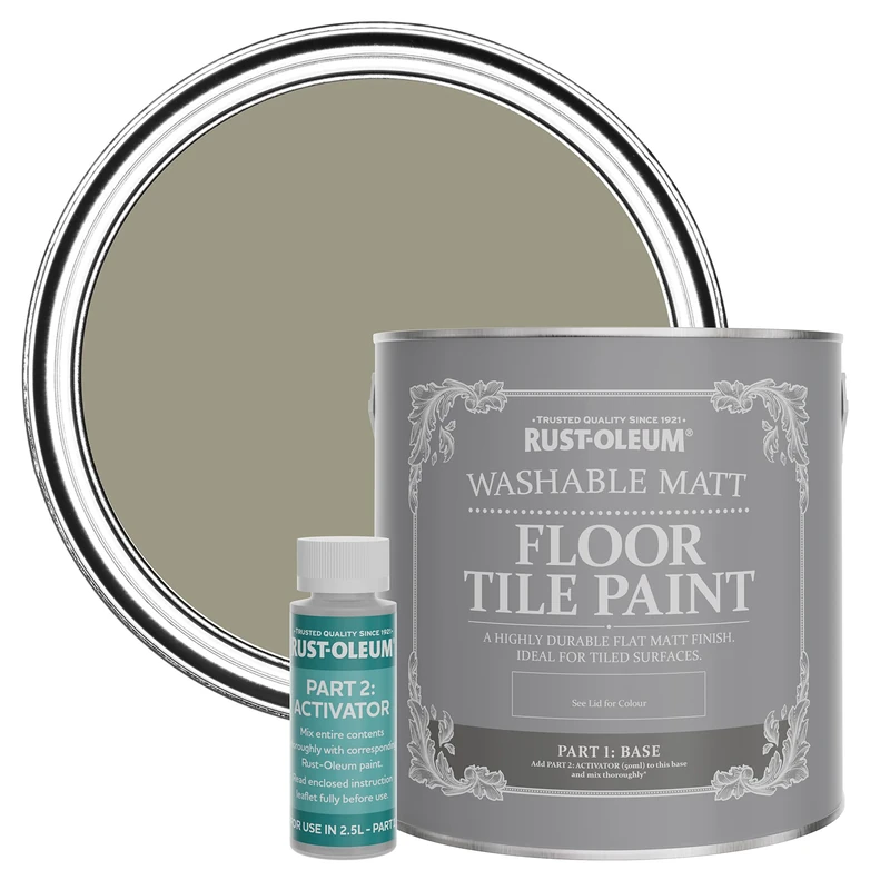 Rust-Oleum Green Washable Matt Floor Tile Paint - Grounded 2.5L