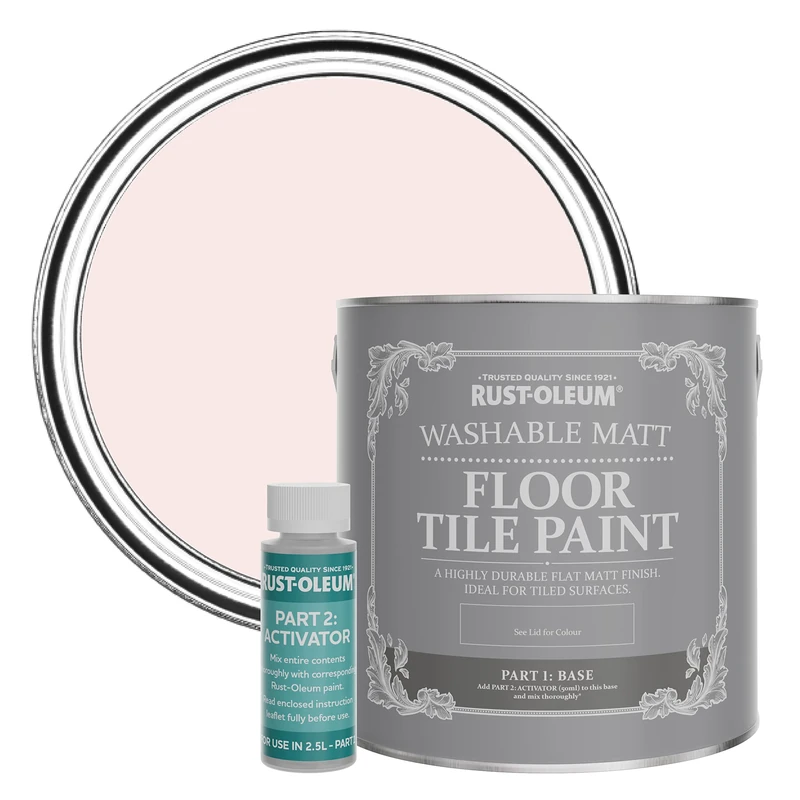 Rust-Oleum Pink Washable Matt Floor Tile Paint - China Rose 2.5L