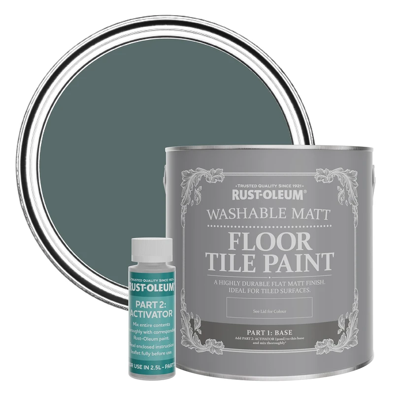 Rust-Oleum Green Washable Matt Floor Tile Paint - Deep Sea 2.5L