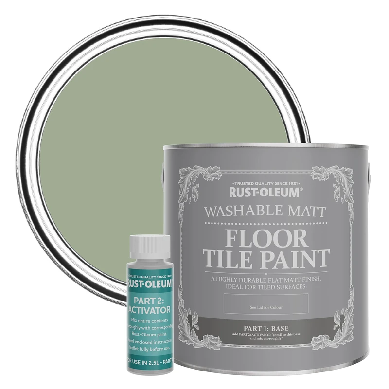 Rust-Oleum Green Washable Matt Floor Tile Paint - Bramwell 2.5L