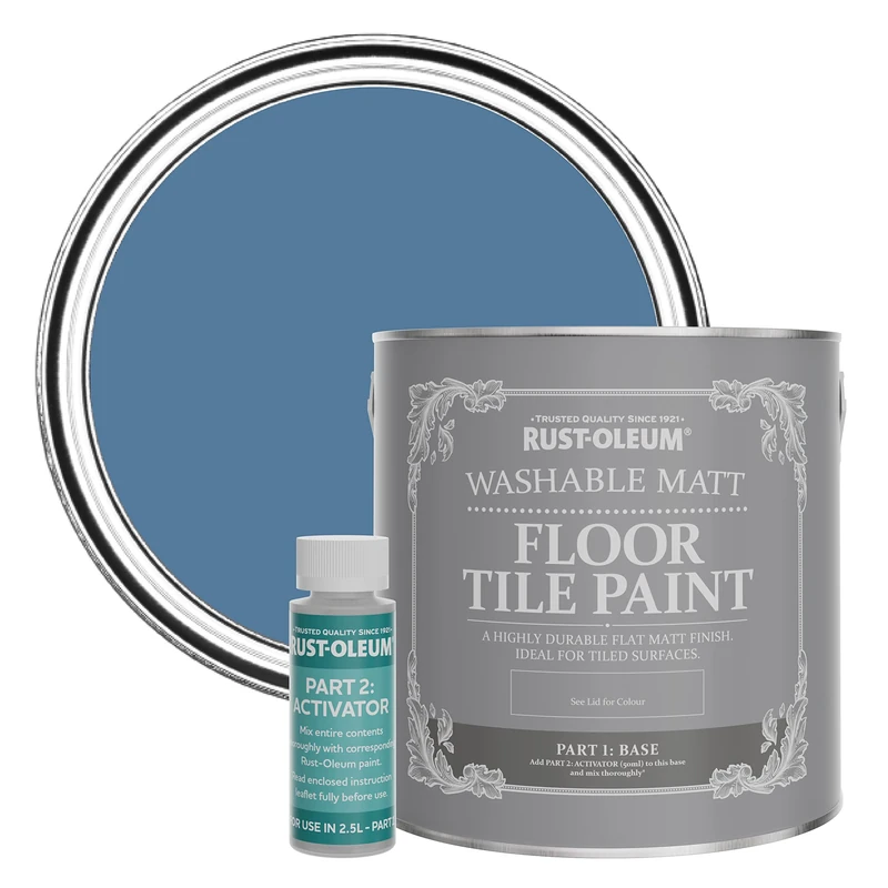 Rust-Oleum Blue Washable Matt Floor Tile Paint - Blue Silk 2.5L